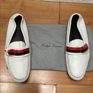 Ralph Lauren White Loafers with Red and Black Accents